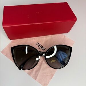 Fendi Glossy Black Cat-Eye Sunglasses